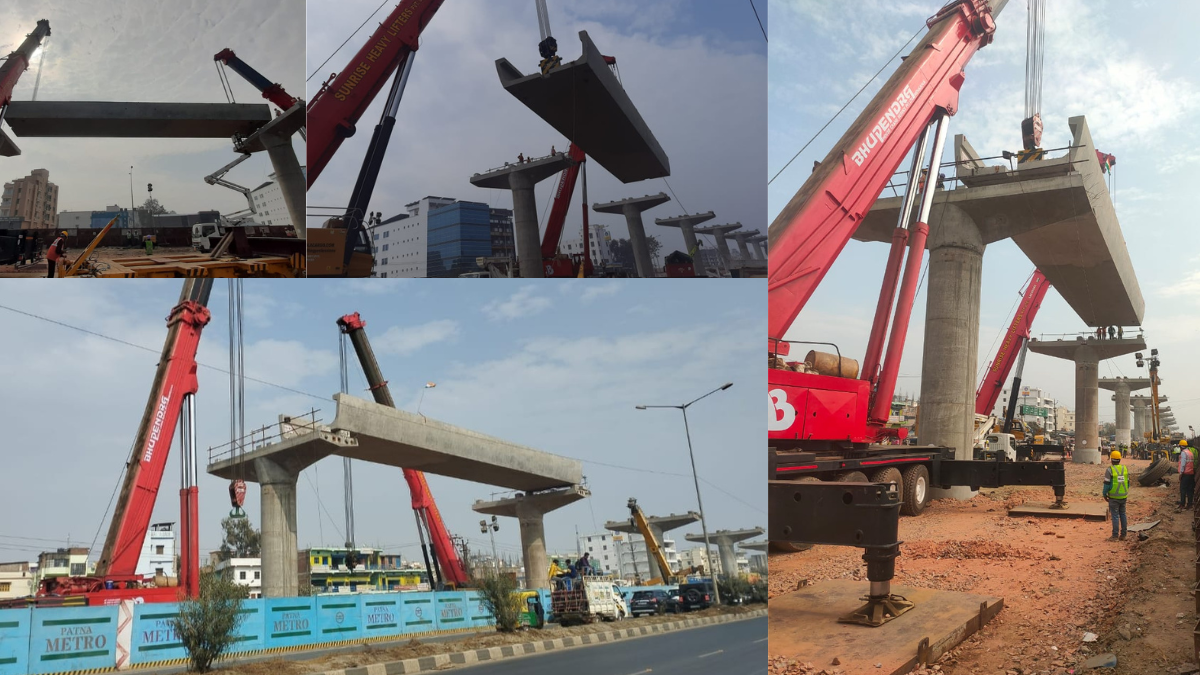 First U Girder Launches In Elevated Section Of Patna Metro Project Metro Rail News