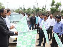 HMRL MD Mr.NVS Reddy inaugurated Electric cars on self drive & rental basis as pollution free first and last mile connectivity at Miyapur Metro station today.