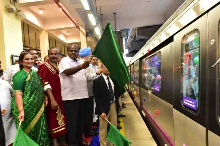 Bangalore Metro | First six coach metro train flagged off  by Karnataka CM