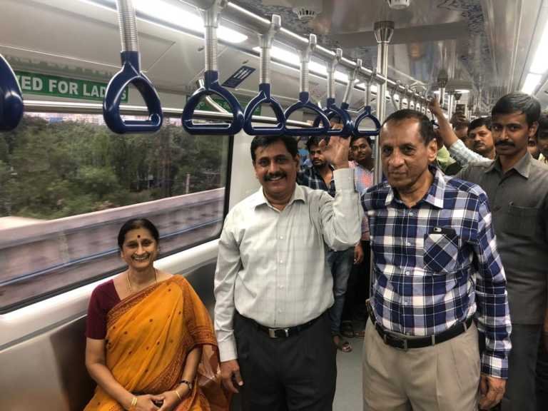 Hyderabad Metro | Governor ESL Narasimhan takes a surprise ride in metro