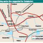 Proposed MRTS route map for Coimbatore