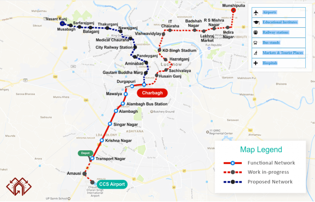 Lucknow Metro Map 1024x656 