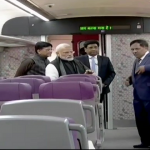 Visuals of PM @narendramodi onboard Vande Bharat Express (Train-18).