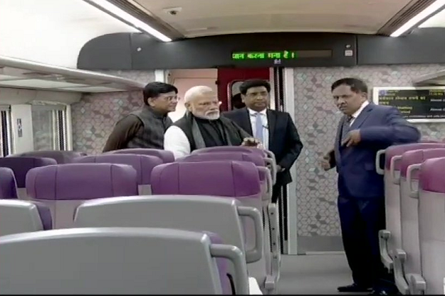 Visuals of PM @narendramodi onboard Vande Bharat Express Train 18.
