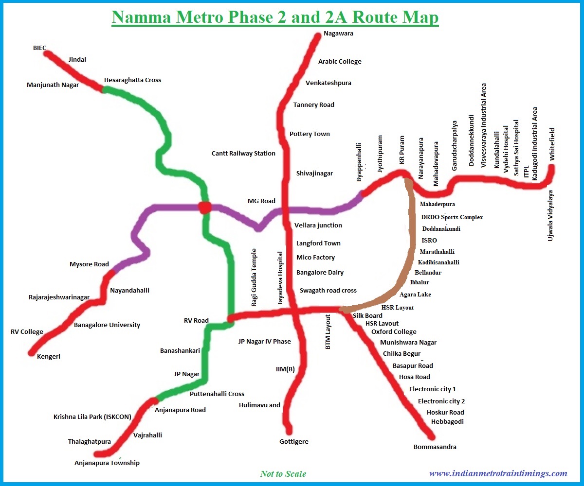 Namma Metro Phase2 And Phase 2a Route Map 