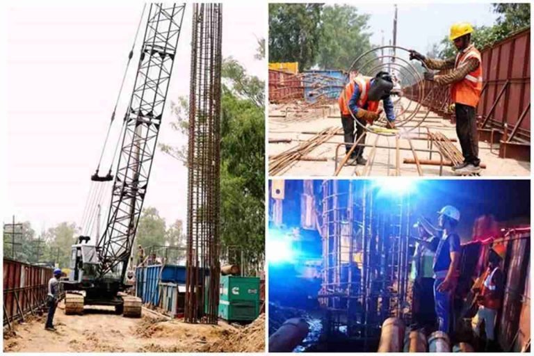 100th pile foundation completed on a 17-km section of Sahibabad-Duhai