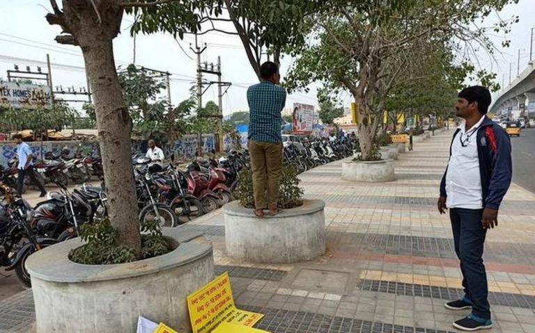 GHMC teams remove Metro Rail posters