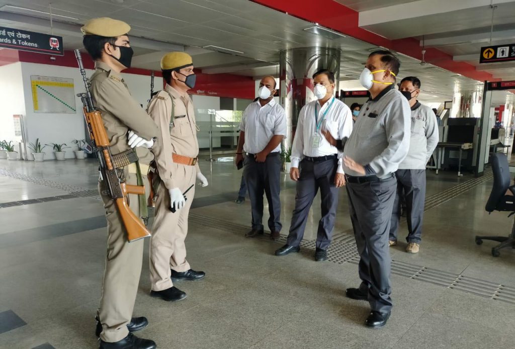 PIC 2 Managing Director UPMRCL Today Takes an Overview of Lucknow Metro Premises From CCS Airport to Munshipuliya Metro Station.