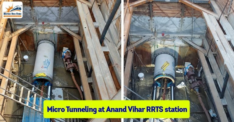 NCRTC is doing Micro Tunneling at its under-construction Anand Vihar RRTS station before actual tunnel construction for utility diversion work