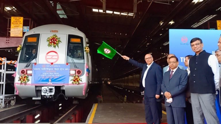 DMRC unveils the first refurbished train at Yamuna Bank depot