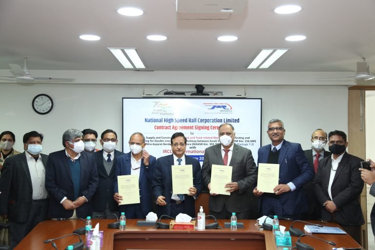 NHSRCL and IRCON International sign a track package contract for Mumbai-Ahmedabad High-Speed Rail Project
