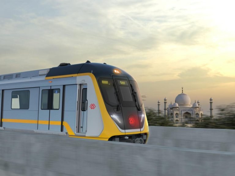 UP CM Yogi Adityanath digitally unveils the Agra Metro Train at Depot