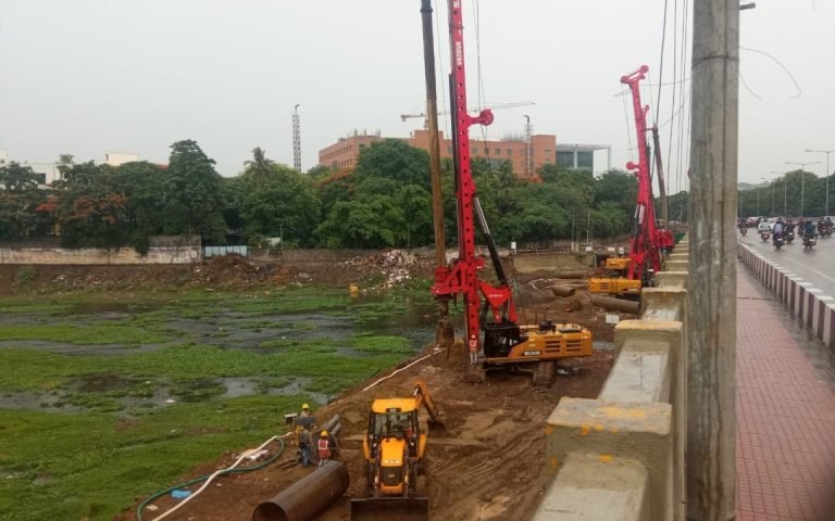 CMRL resumes pilling work for elevated stretch along the Adyar river