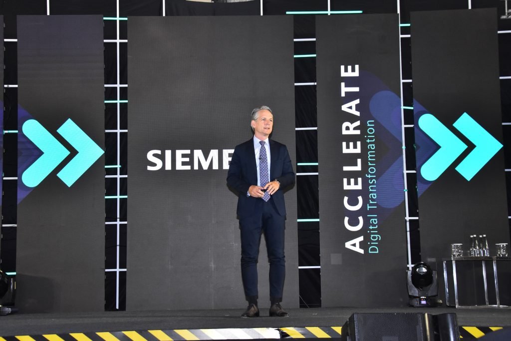 Dr Peter Koerte Chief Technology and Strategy Officer Siemens AG addresses at Siemens Xcelerator launch in India