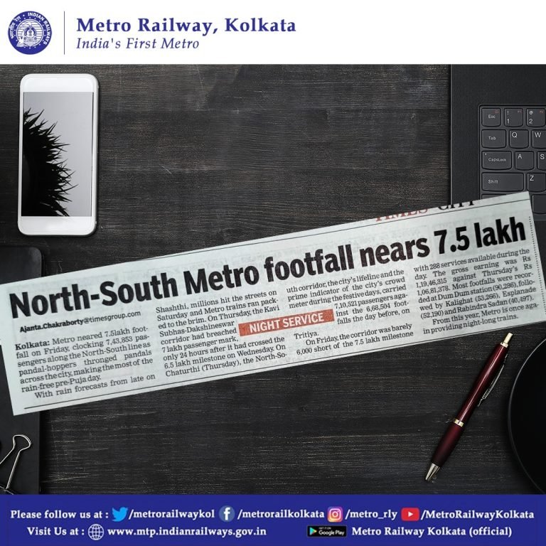 Footfalls in Kolkata Metro crosses 07 lakh passengers in festive rush