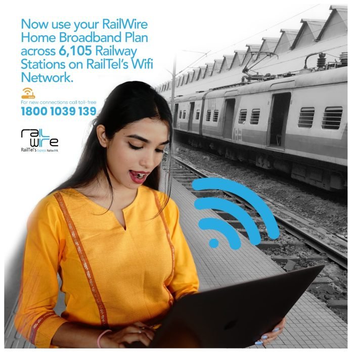 RailWire, RailTel’s retail broadband connection, is now available at 6105 Indian Railway Stations