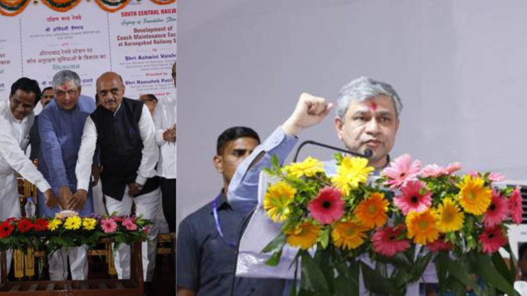 Ashwini Vaishnaw,Minister of Railways lays Foundation Stone for Development of Coach Maintenance Facilities at Aurangabad Railway Stations
