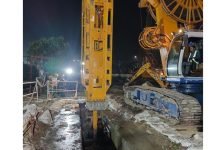 Construction of D-wall begins on Kolkata Metro Line-6’s Underground Airport Tunnel D-wall construction/Photo by Sanjib Nayak