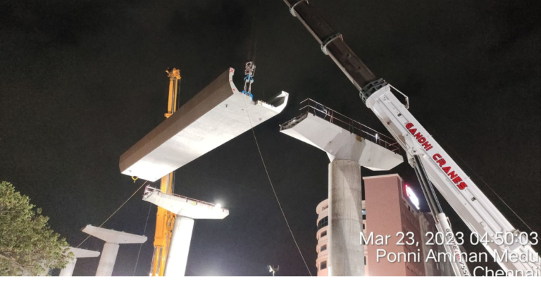 L&T Erects its first U-girders for Package CP10-EV-03 of Chennai Metro Line-5