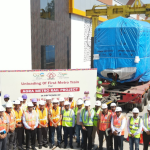 Unloading of first Metro Train for Agra Metro Rail Project