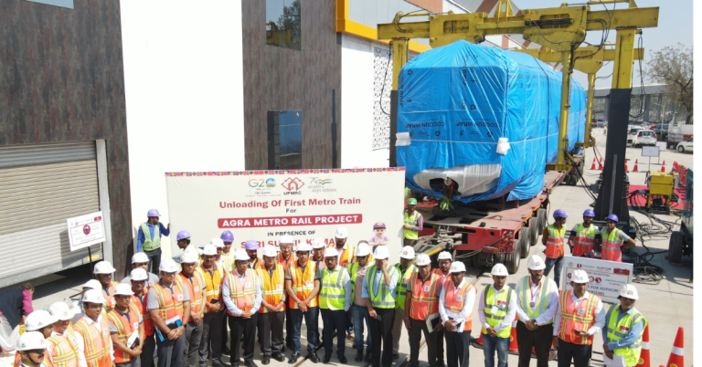 First Metro Train Arrives for Agra Metro Project in Agra