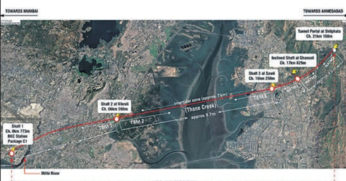 Mumbai-Ahmedabad Undersea Tunnel route map