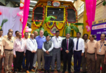 M/s LORAM, USA Receives the First Rake of the Rail Grinding Machine from BEML RGM96 handed over to M/s Loram by BEML/Photo by BEML