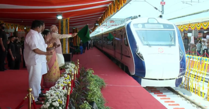 Hon'ble Prime Minister Shri Narendra Modi flags off New Vande Bharat Express in chennai / Representational image