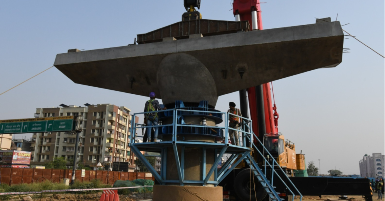 First Pier Cap for Elevated Corridor-I Launched Near Mithapur Metro Station