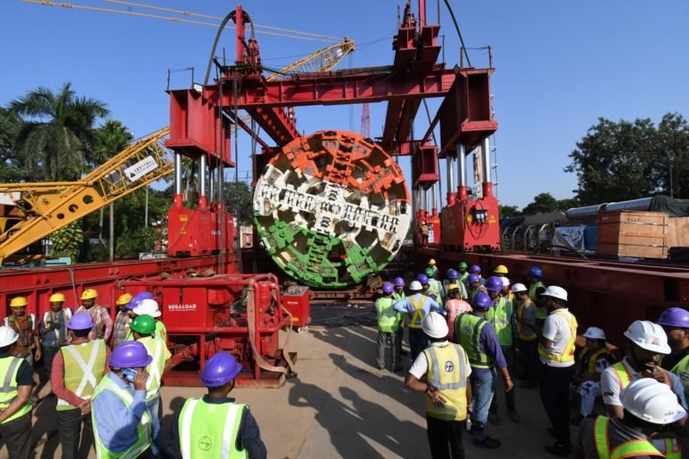 Patna Metro’s TBM-3 lowered at Gandhi Maidan