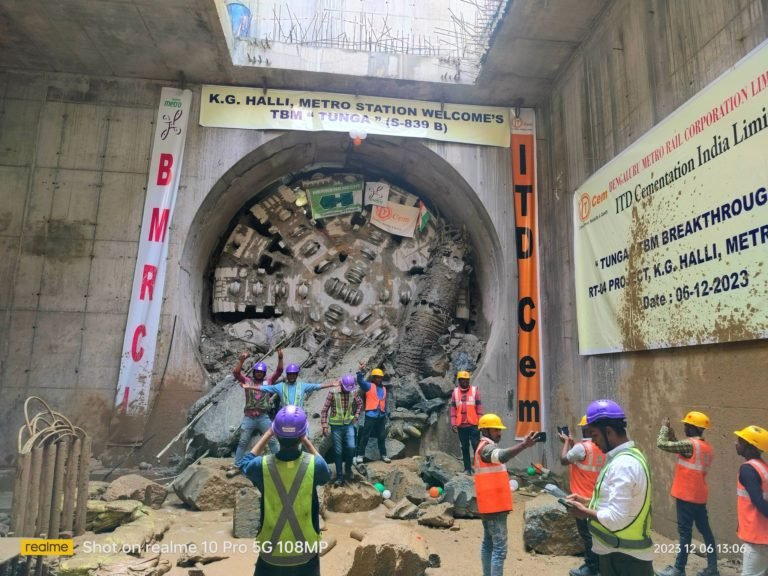 Bangalore Metro’s TBM Tunga Achieves Breakthrough at K G Halli Station 