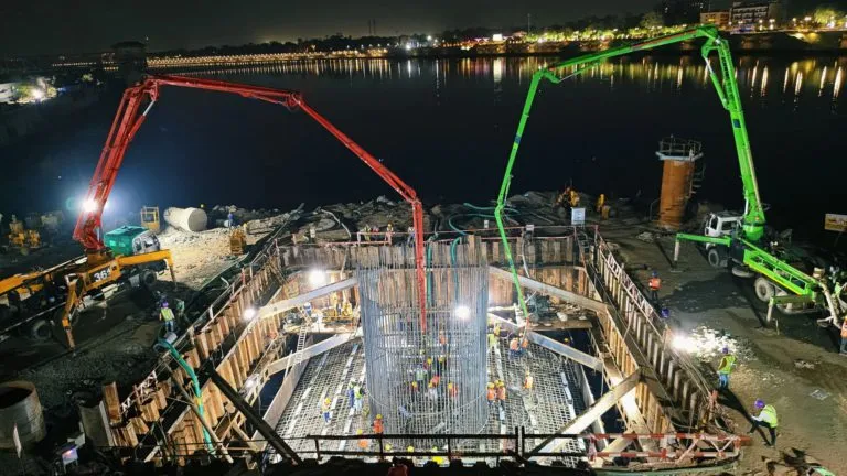 1st Pile Cap Erected for the Sabarmati Bridge on the Mumbai – Ahmedabad Bullet Train Project 1st Pile Cap Erected for the Sabarmati Bridge on the Mumbai – Ahmedabad Bullet Train Project