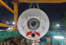 Third TBM of Chennai Metro Phase 2 Lowered at Panagal Park Crossover Launching Shaft Third TBM of Chennai Metro Phase 2 Lowered at Panagal Park Crossover Launching Shaft