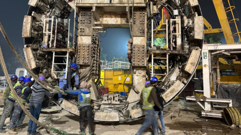 TBM Shivaji of The Agra Metro Lowered at RBS Ramp