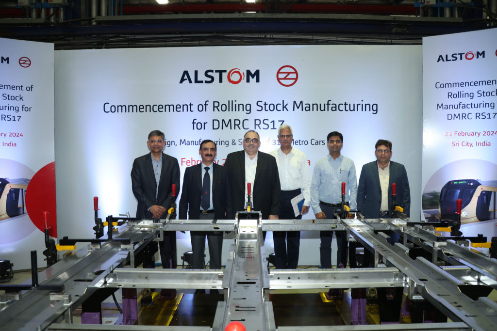 Alstom and DMRC dignitaries at the start of RS production event at Alstom Sricity 1