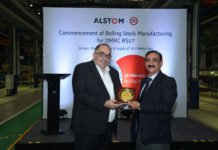 Alstom commences production of the latest generation trainsets for Delhi Metro Phase IV Mr.Olivier Loison, MD Alstom India & Vikas Kumar, MD DMRC at Alstom Sricity.