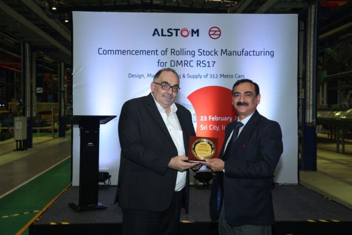 Mr.Olivier Loison, MD Alstom India & Vikas Kumar, MD DMRC at Alstom Sricity.