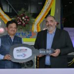 Shri-Vinay-Kumar-Singh-MD-NCRTC-and-Mr.-Olivier-Loison-MD-Alstom-India-at-the-ceremonial-key-handover-of-the-first-Meerut-Metro-trainset