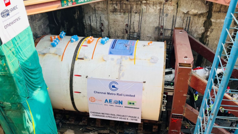 TBM Pelican of Chennai Metro Launched Yesterday at Panagal Park Station