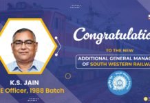 KS Jain Takes Charge as Addl. GM of South Western Railway KS Jain Takes Charge as Addl GM of South Western Railway
