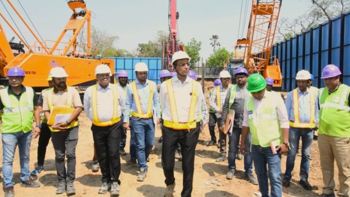 Shri Daljeet Singh, Advisor (Special Works), DMRC, inspecting construction sites of Patna Metro Rail Project Shri Daljeet Singh, Advisor (Special Works), DMRC, inspecting construction sites of Patna Metro Rail Project.