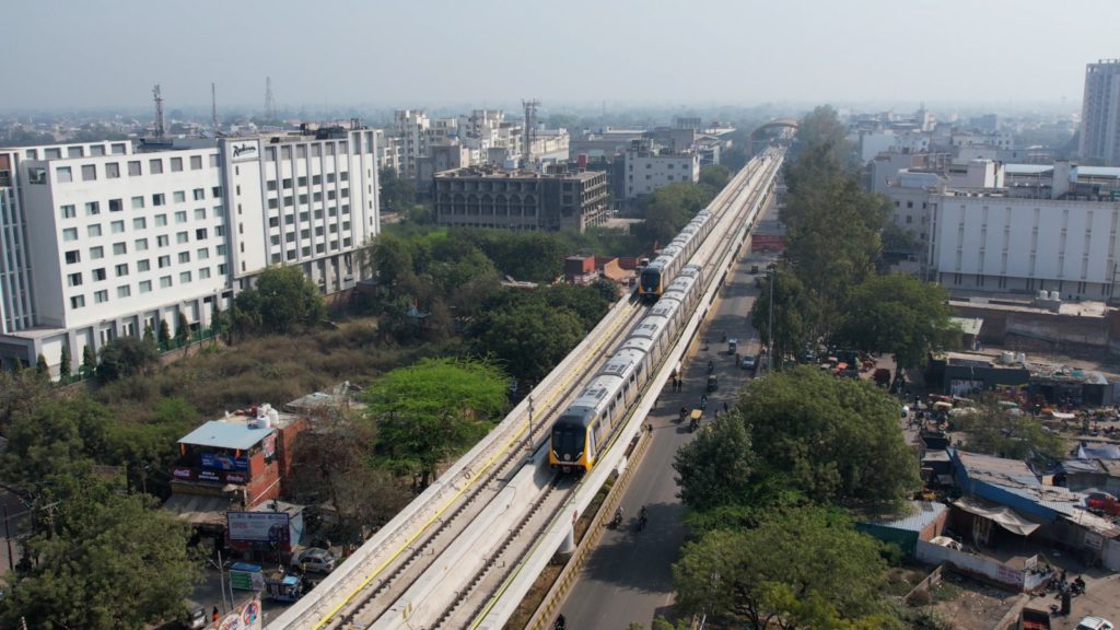 Agra Metro Trainset on Track