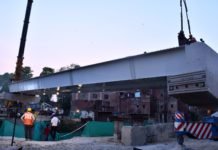 Steel Span Erected in the ramp area linking Priority Section to Balance Section of Kanpur Metro Corridor-1 Steel Span Erected to link priority Section to Balance Section of Kanpur Metro Corridor-1