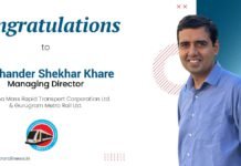 Dr Chander Shekhar Khare assumes the role of MD of HMRTC & Gurugram Metro Rail Ltd. Dr. Chander Shekhar Khare