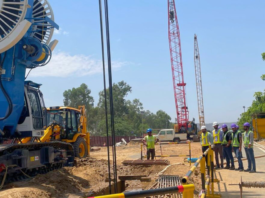 Trench cutter machine in action for Jaipur metro's Pink line extension.