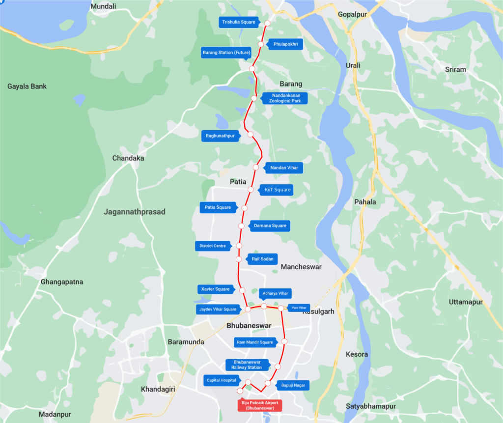 route map Bhubaneswar Metro