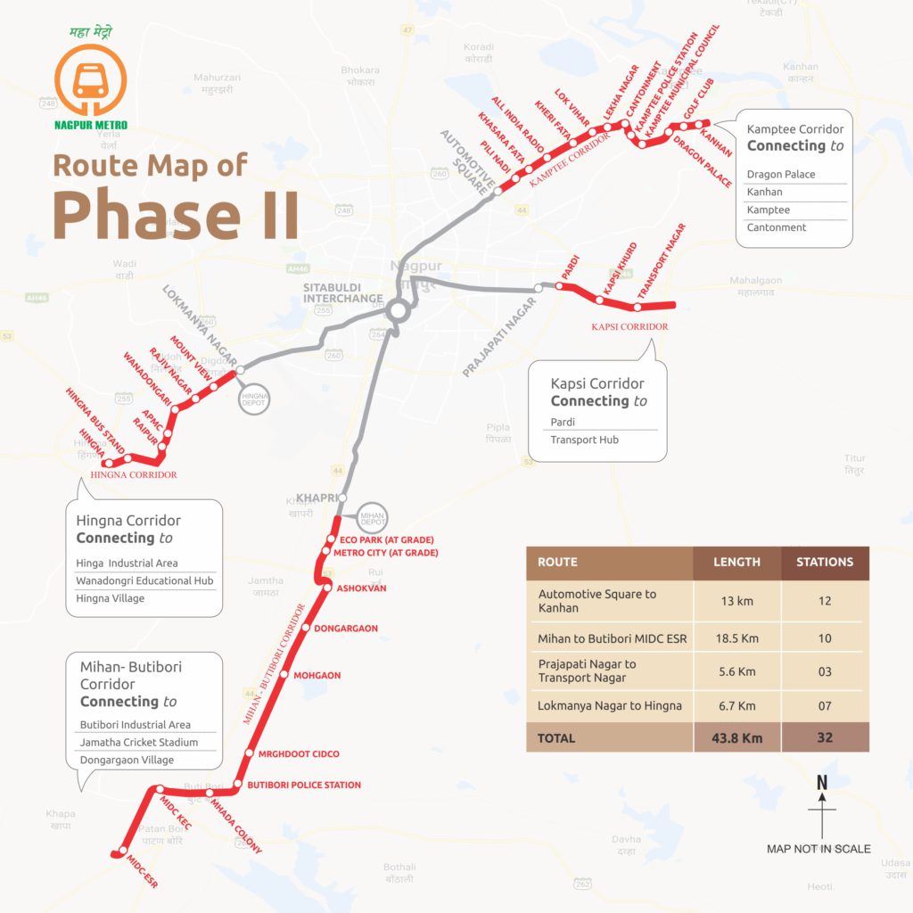 Nagpur Metro Phase II map 1