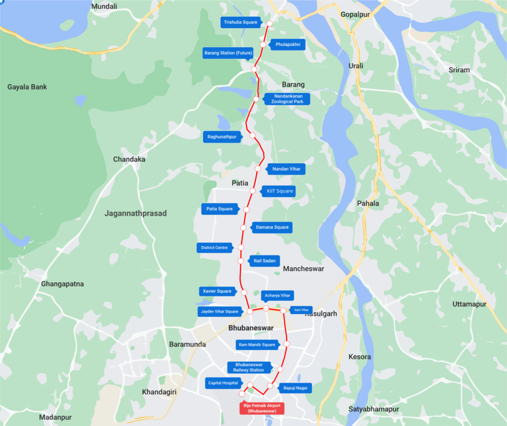 Bhubaneswar Metro: 3 Firms Submit Proposals for Design Consultant Contract BCDD-02 1 route map 1