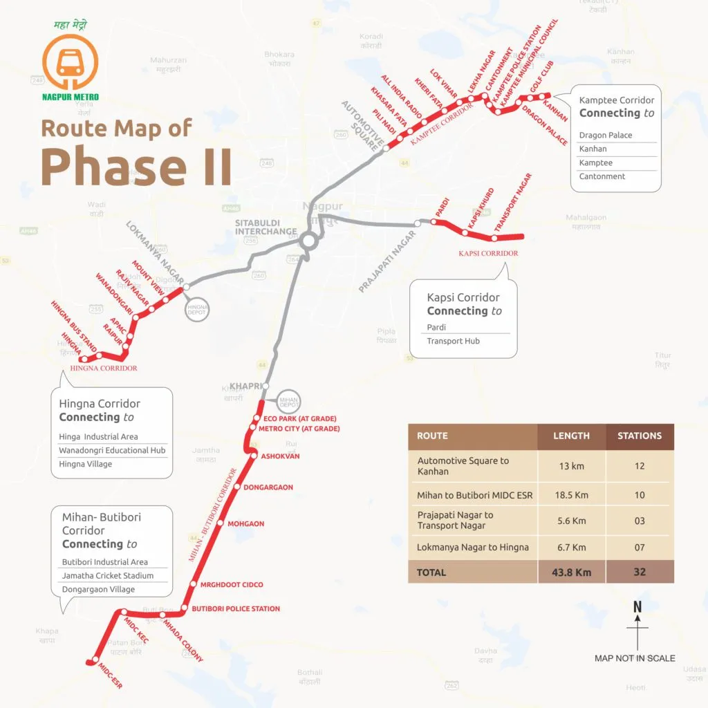 Nagpur Metro Phase II map
