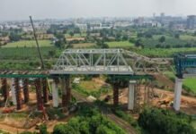 5th Steel Bridge Launched for MAHSR Bullet Train Project steel bridge installed at MAHSR bullet train project